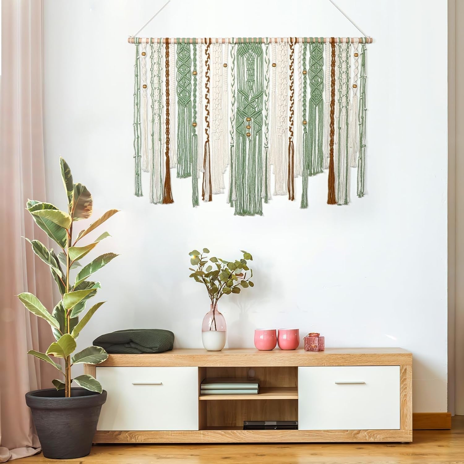 Tapiz lomohoo grande deco verde estético tejido Hogar - Accesorios y Decoración Naty Shop