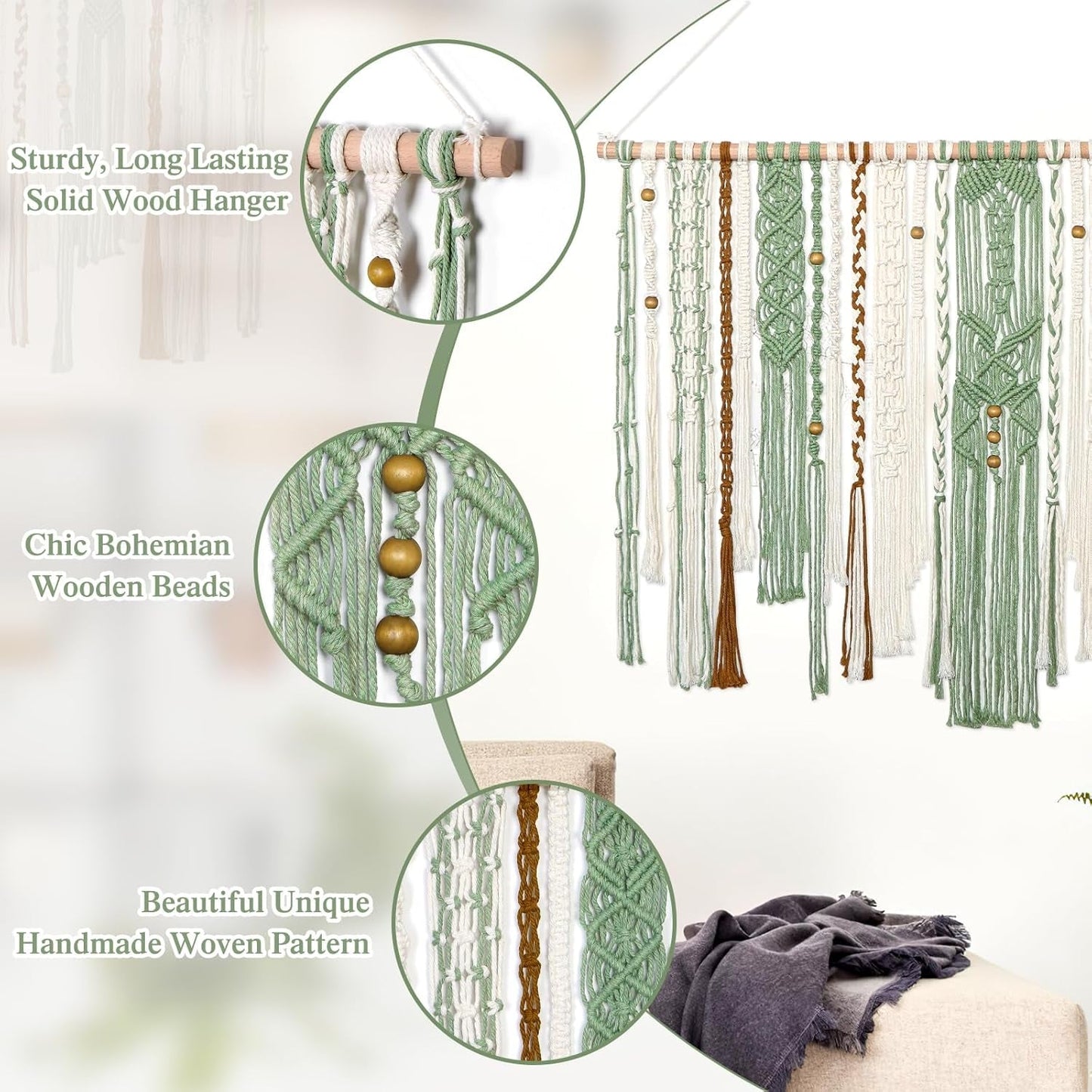 Tapiz lomohoo grande deco verde estético tejido Hogar - Accesorios y Decoración Naty Shop