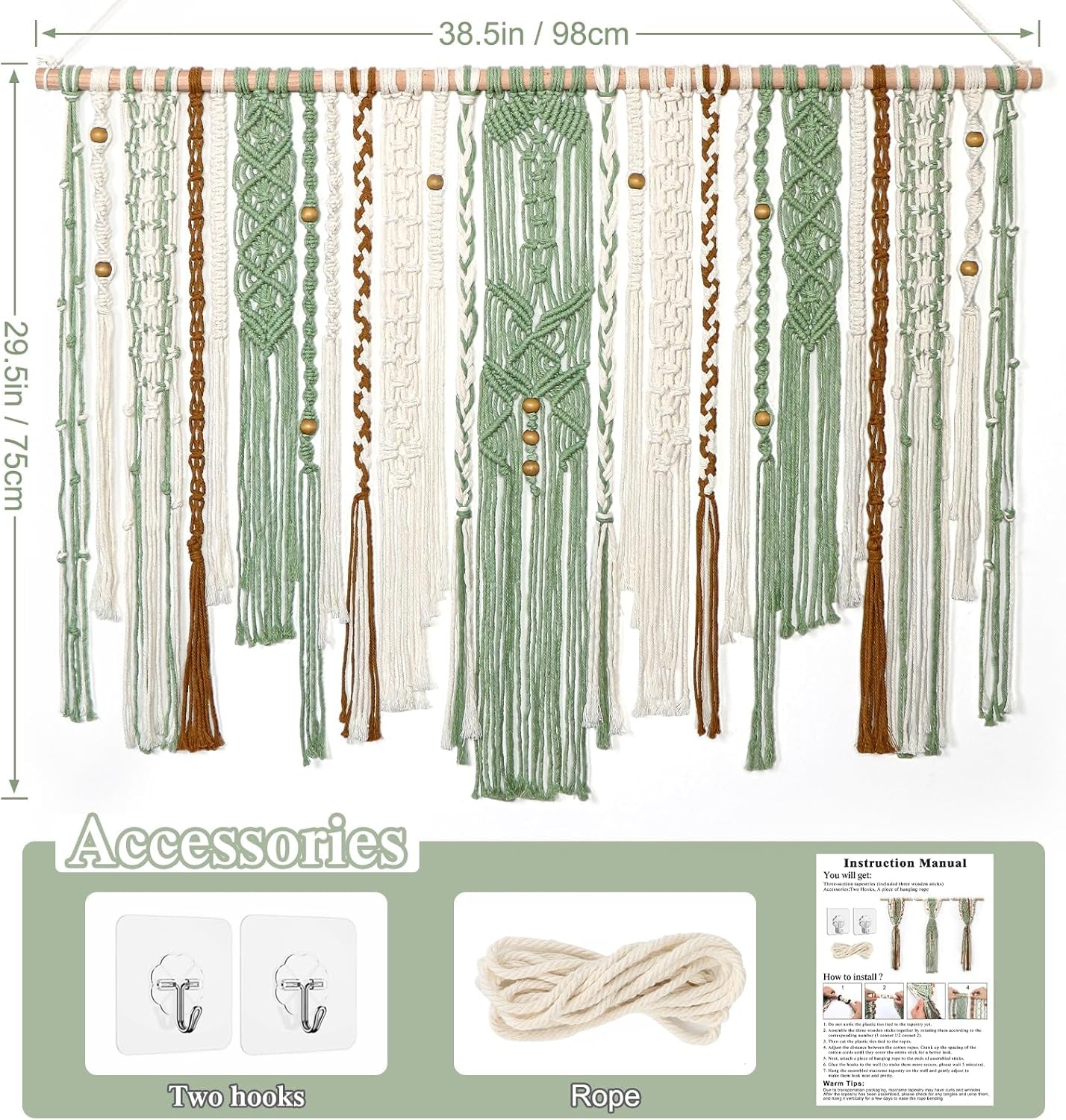 Tapiz lomohoo grande deco verde estético tejido Hogar - Accesorios y Decoración Naty Shop