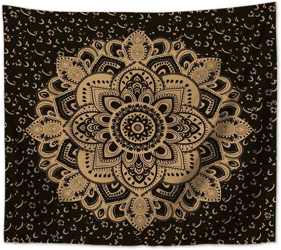 Tapiz mandala indio Majami lona poliéster negro dorado Hogar - Accesorios y Decoraciones Naty Shop Default Title