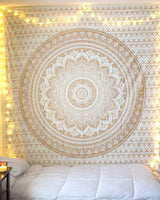 Tapiz Mandala decoración habitación estético lienzo blanco dorado Hogar - Accesorios y Decoraciones Naty Shop Default Title