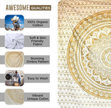 Tapiz Mandala decoración salón estético lienzo blanco dorado Hogar - Accesorios y Decoración Naty Shop