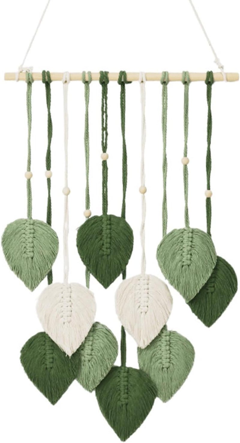 Tapiz hecho a mano con cuentas de madera y hojas verdes Casa - Accesorios y Decoración Naty Shop
