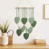 Tapiz hecho a mano con cuentas de madera y hojas verdes Casa - Accesorios y Decoración Naty Shop