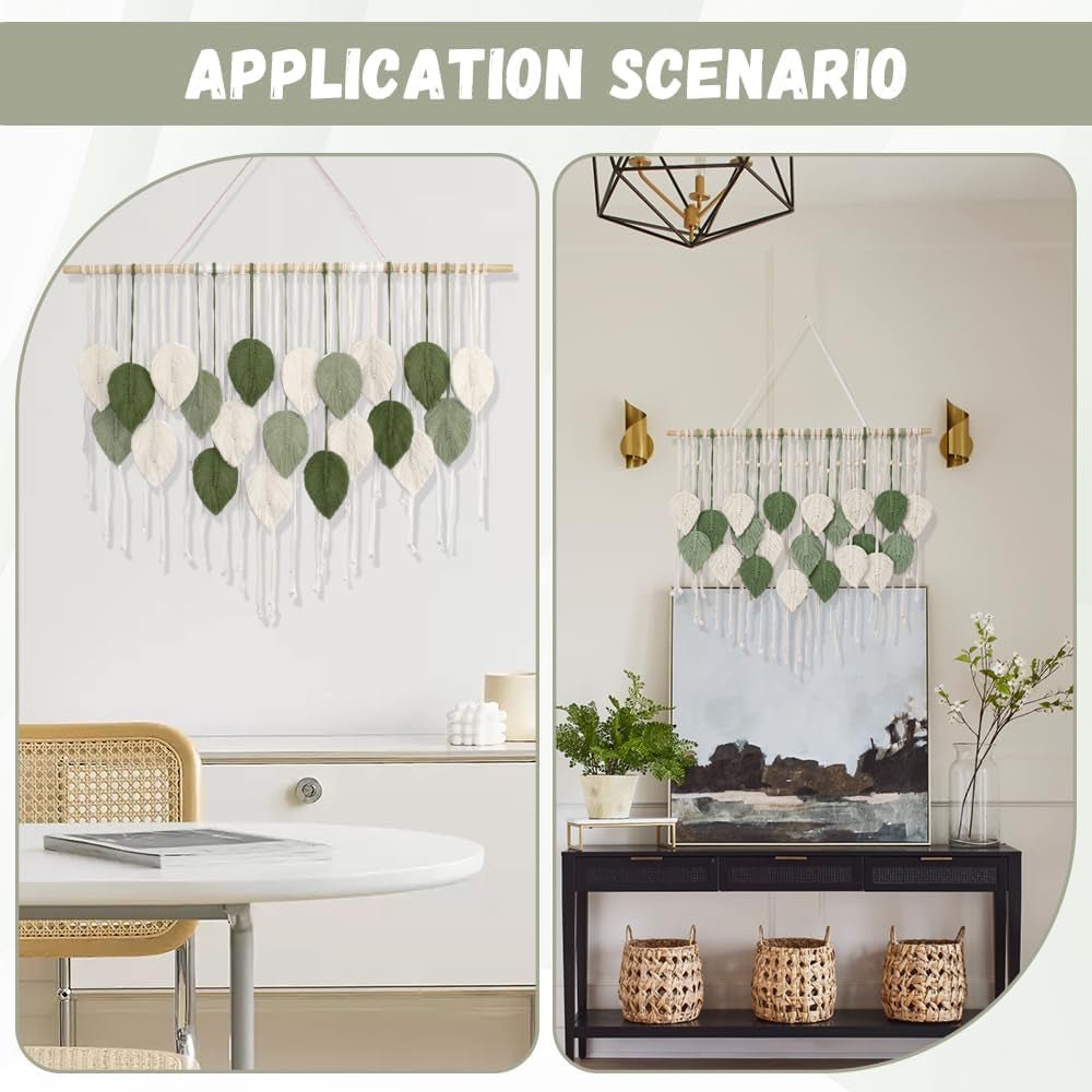 Tapiz de hojas con borlas tejido a mano de arte grande Hogar - Accesorios y Decoración Naty Shop