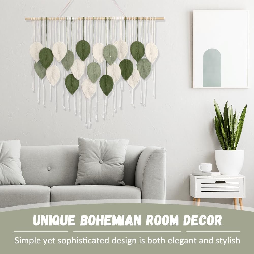 Tapiz de hojas con borlas tejido a mano de arte grande Hogar - Accesorios y Decoración Naty Shop