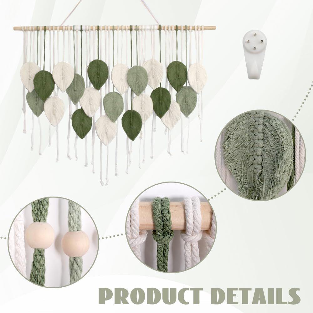 Tapiz de hojas con borlas tejido a mano de arte grande Hogar - Accesorios y Decoración Naty Shop