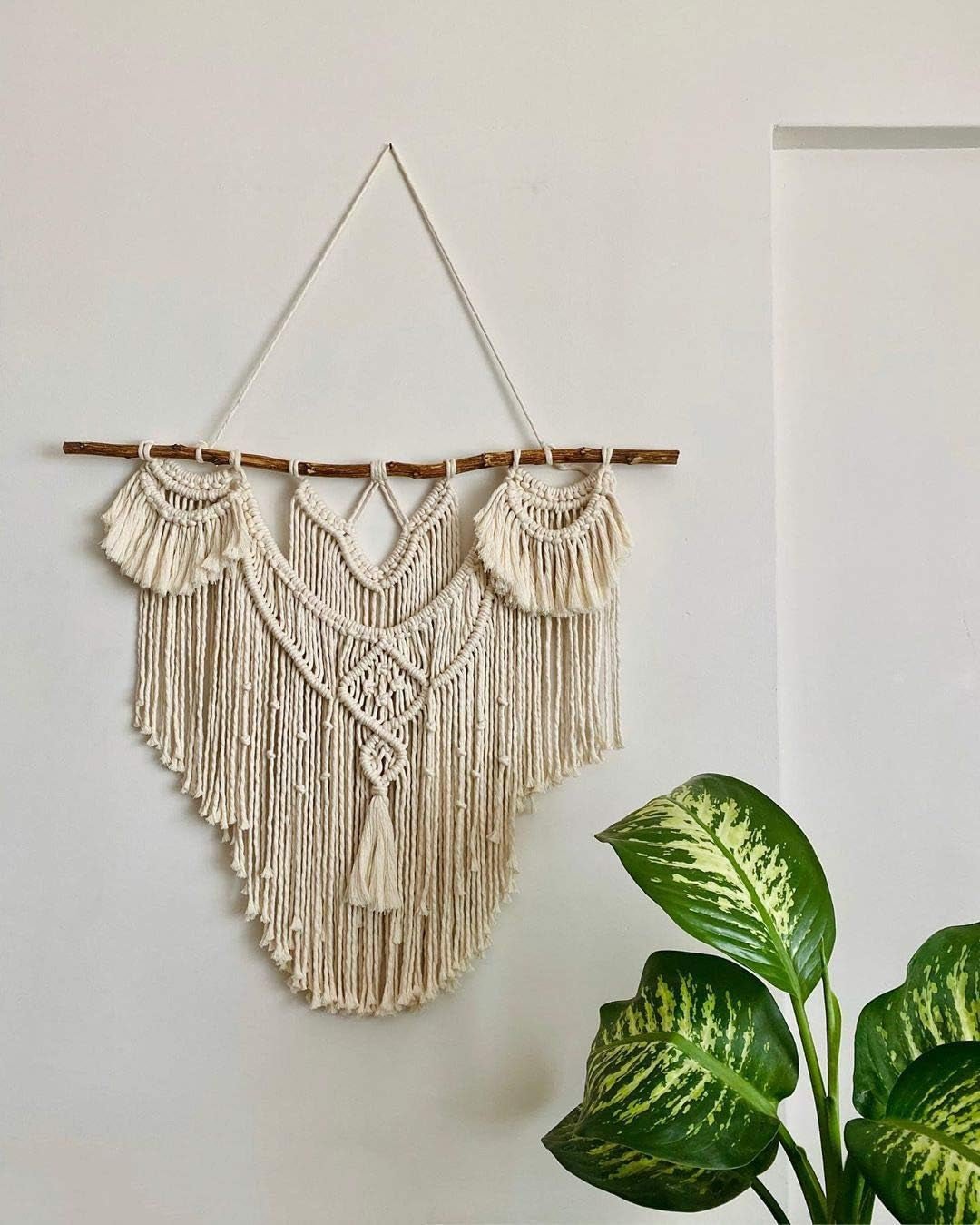Gran tapiz bohemio de madera flotante natural sobre el cabecero Hogar - Accesorios y Decoración Naty Shop
