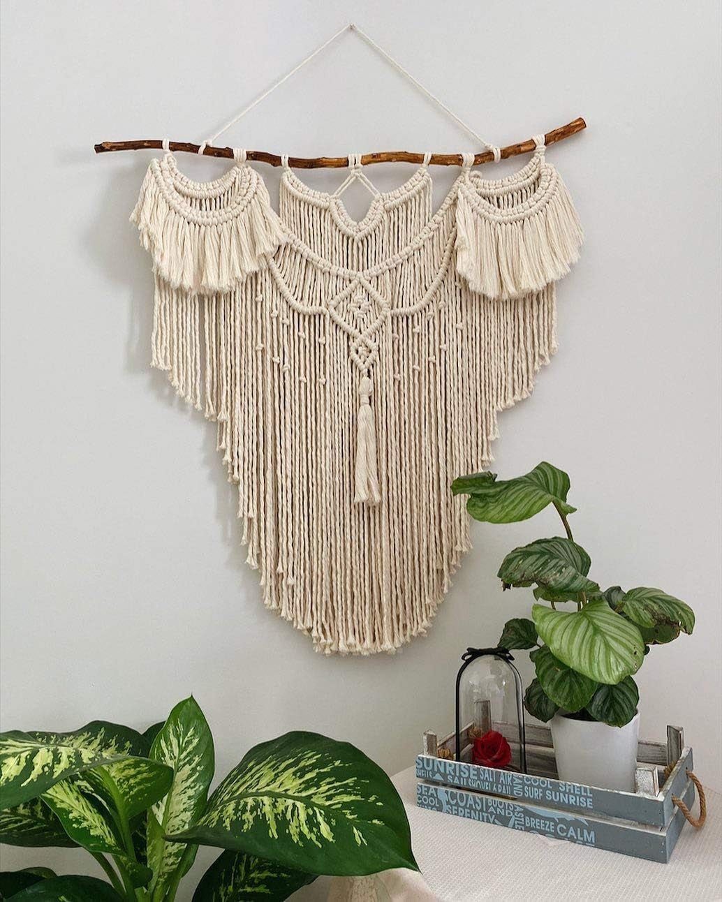 Gran tapiz bohemio de madera flotante natural sobre el cabecero Hogar - Accesorios y Decoración Naty Shop