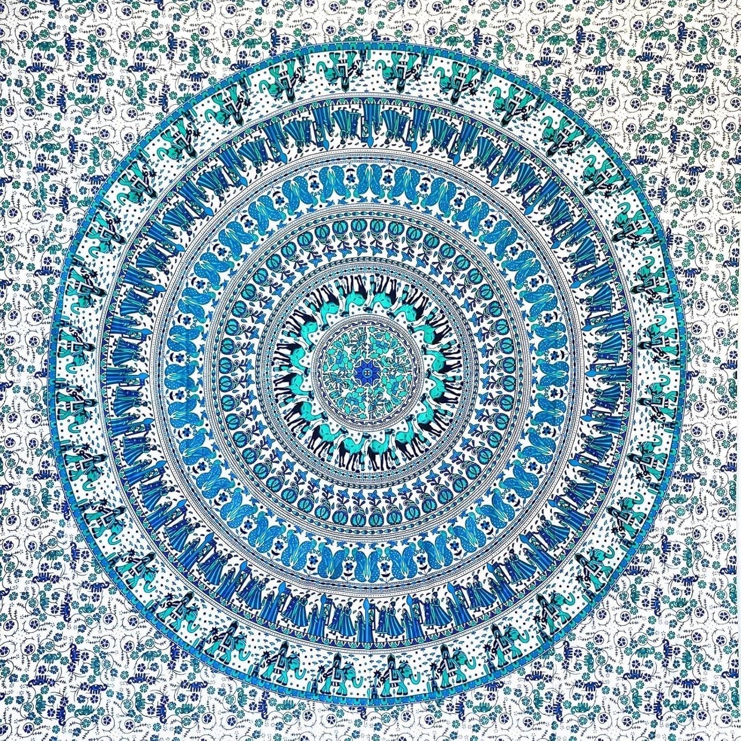 Tapiz momomus mandala algodón de colores diseños orientales Hogar - Accesorios y Decoración Naty Shop Blanco-azul 135L X 210B Cm