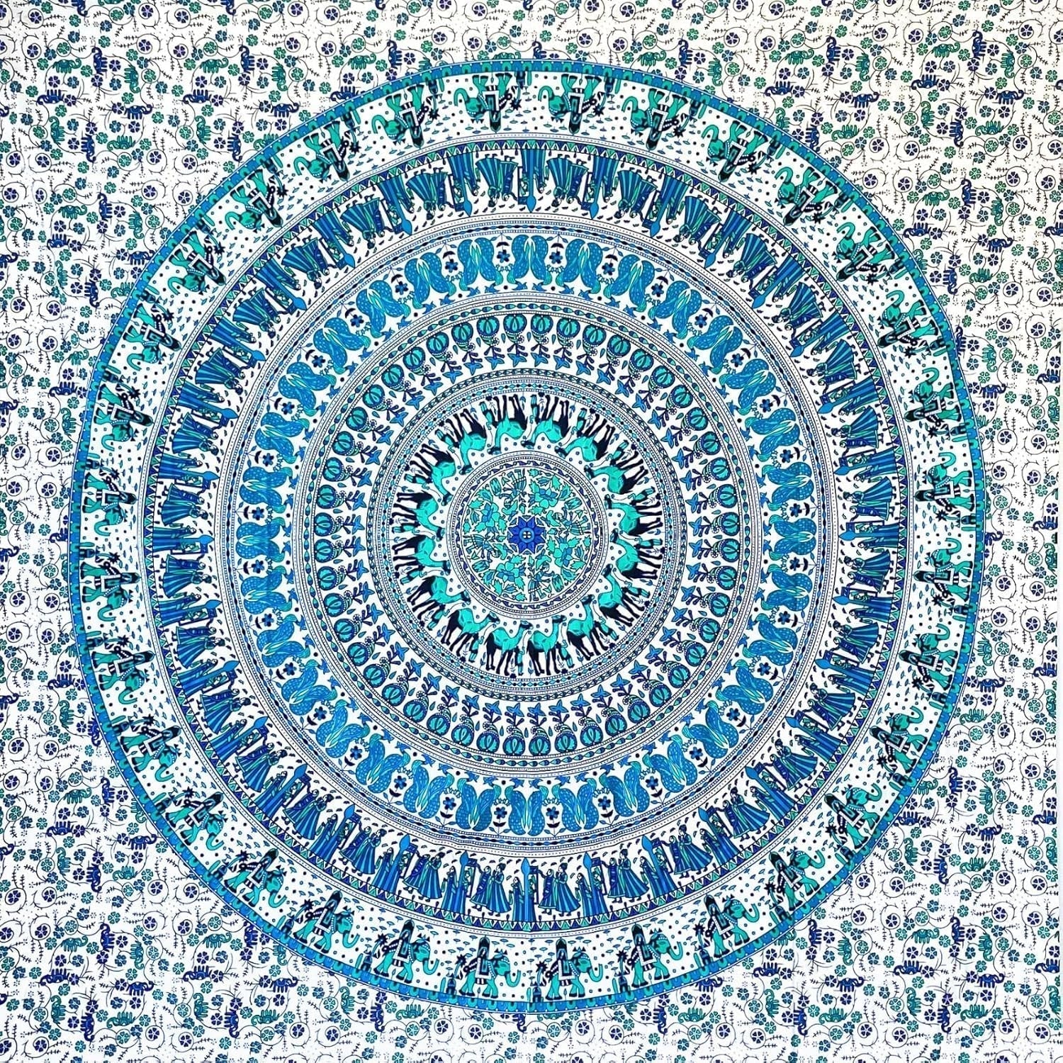 Tapiz momomus mandala algodón de colores diseños orientales Hogar - Accesorios y Decoración Naty Shop Blanco-azul 135L X 210B Cm
