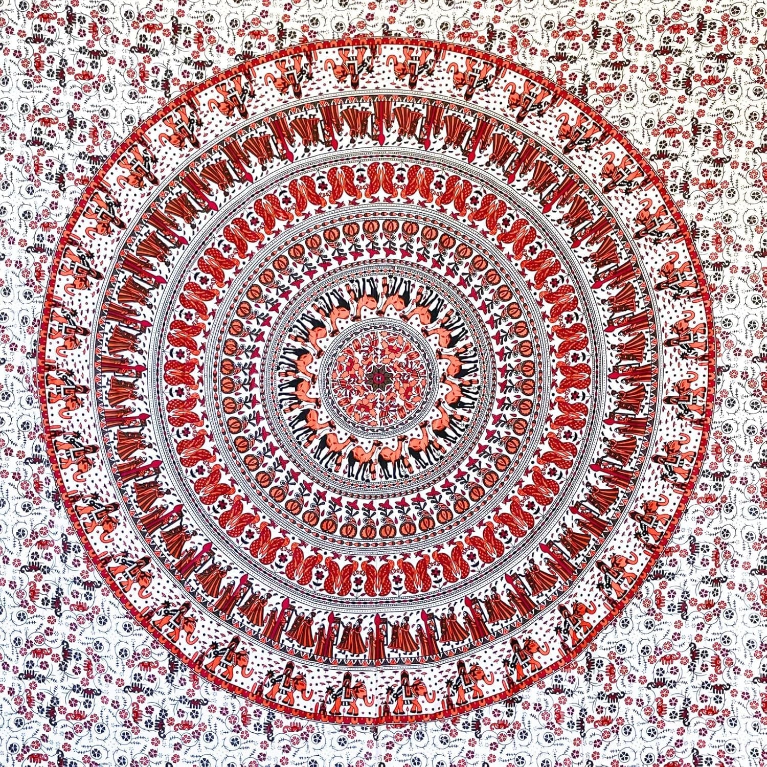 Tapiz momomus mandala colorido algodón diseños orientales Hogar - Accesorios y Decoración Naty Shop Blanco-naranja 210L X 230B Cm