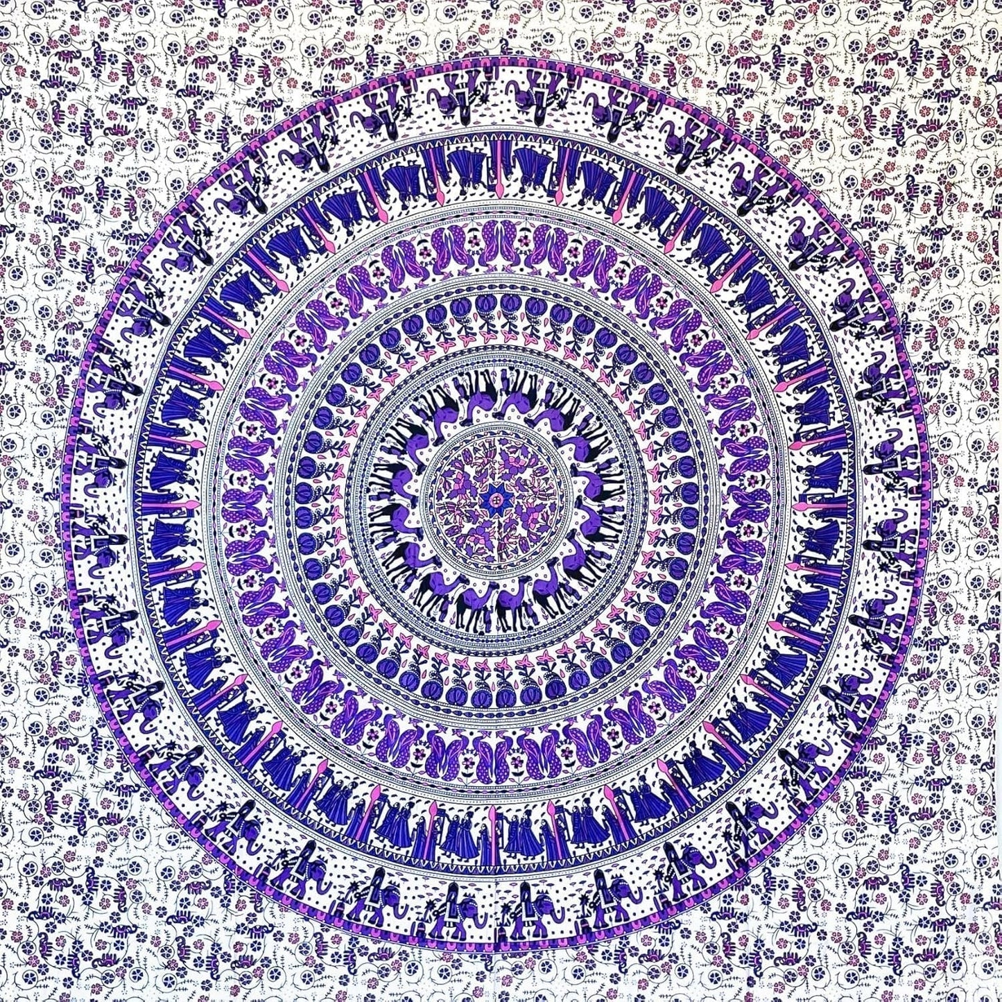 Tapiz momomus mandala colorido algodón diseños orientales Hogar - Accesorios y Decoración Naty Shop Blanco-lila 135L X 210B Cm