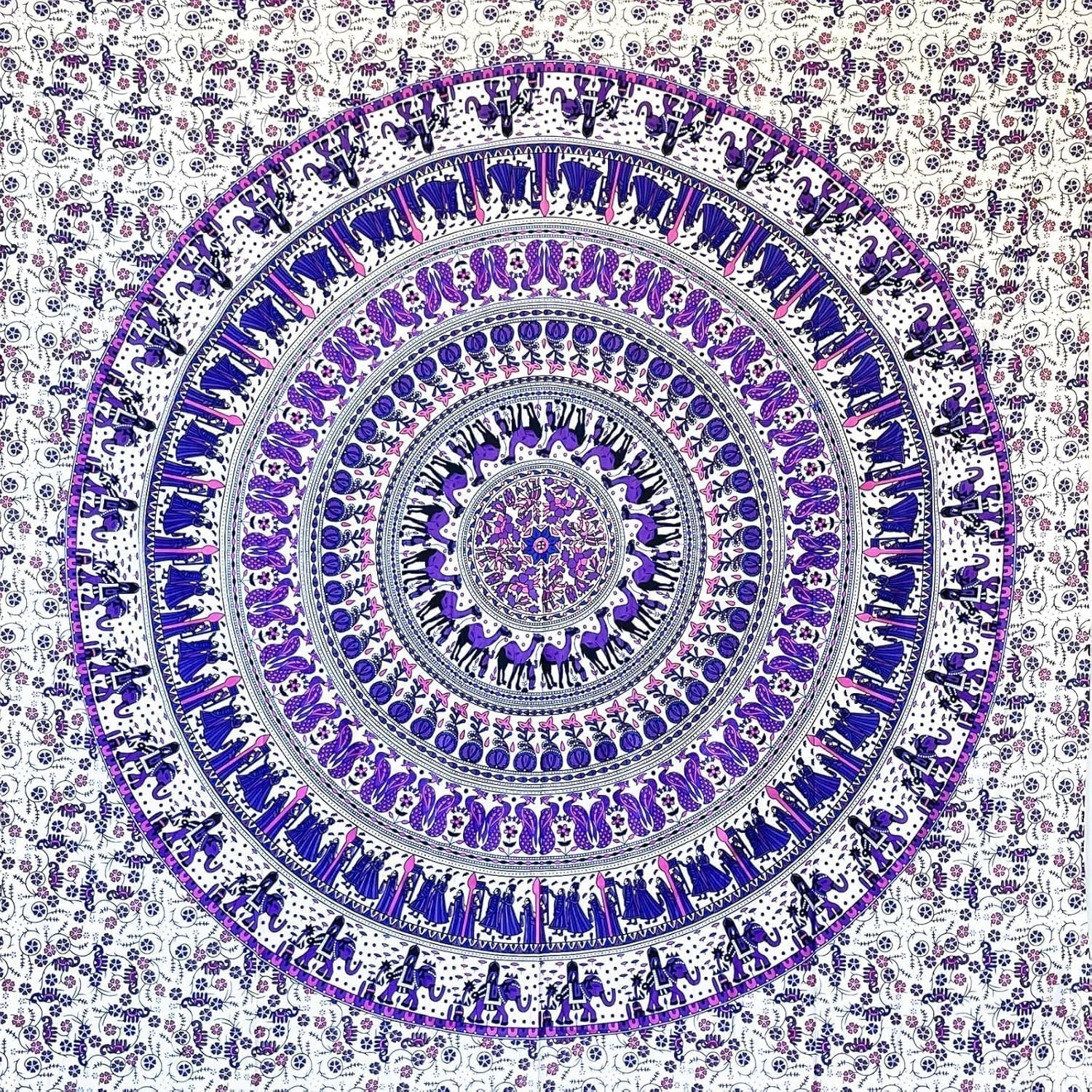 Tapiz momomus mandala colorido algodón diseños orientales Hogar - Accesorios y Decoración Naty Shop Blanco-lila 135L X 210B Cm
