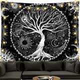 Tapiz árbol de la vida blanco y negro tapiz fases de la luna Hogar - Accesorios y Decoración Naty Shop Árbol de la vida 200L X 150B Cm