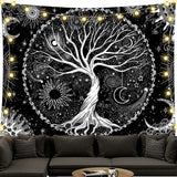 Tapiz árbol de la vida blanco y negro tapiz fases de la luna Hogar - Accesorios y Decoración Naty Shop Árbol de la vida 150L X 130B Cm