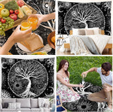 Tapiz negro blanco arbol vida tapiz fases luna Hogar - Accesorios y Decoración Naty Shop