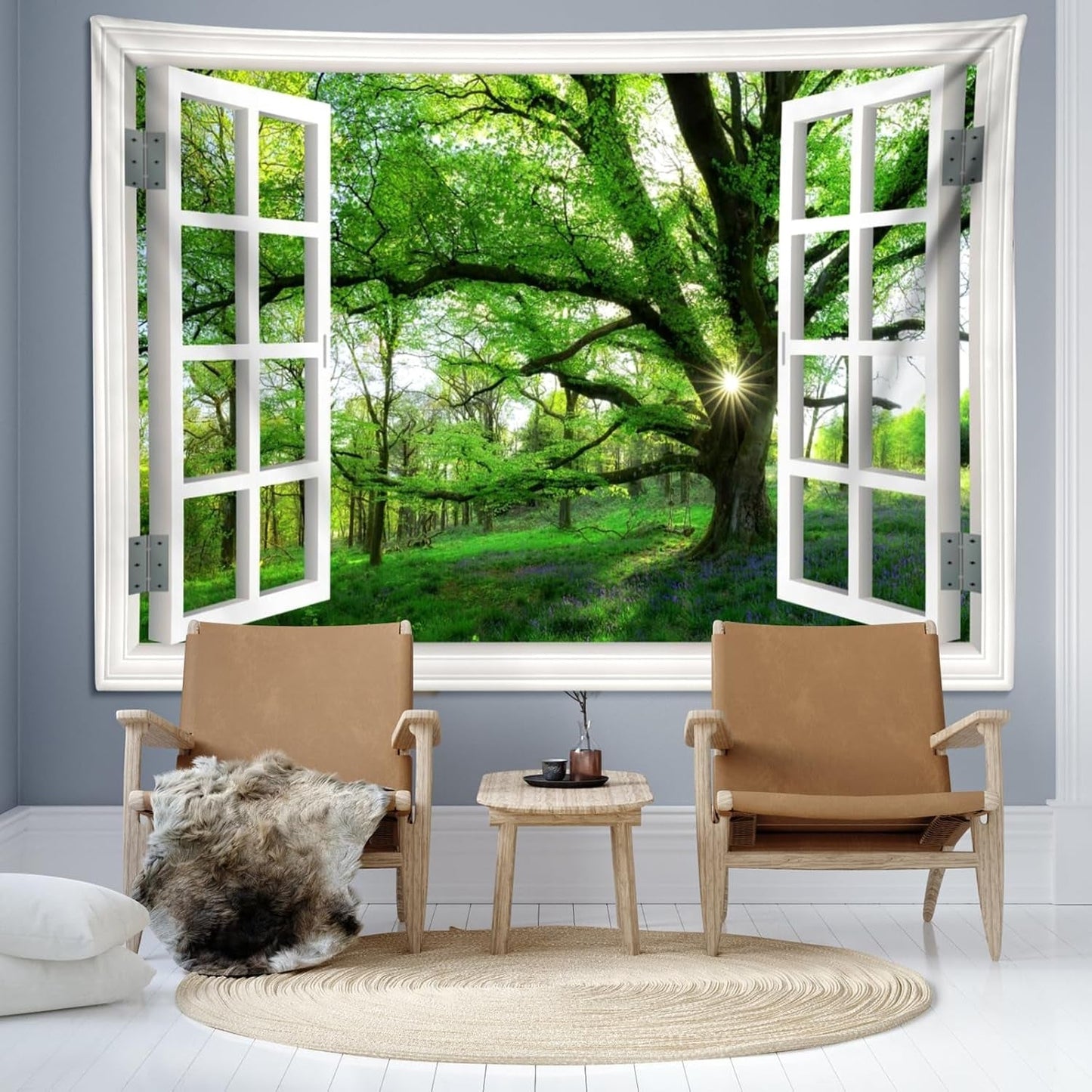 Tapiz paisaje selvático xxl bosque lona ventana Hogar - Accesorios y Decoración Naty Shop