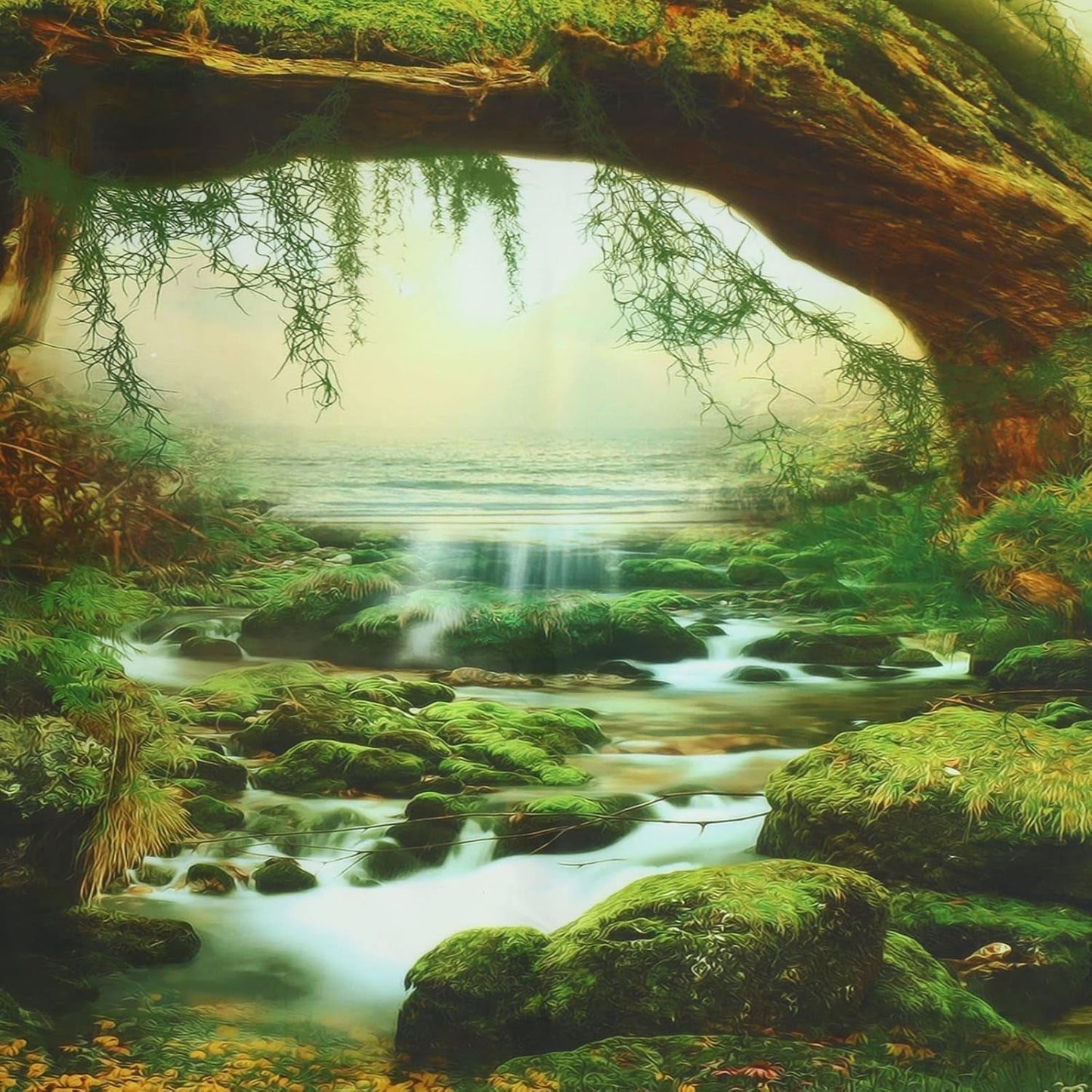 Tapiz psicodélico tapiz bosque ligero luz solar paisaje colgante Hogar - Accesorios y Decoración Naty Shop