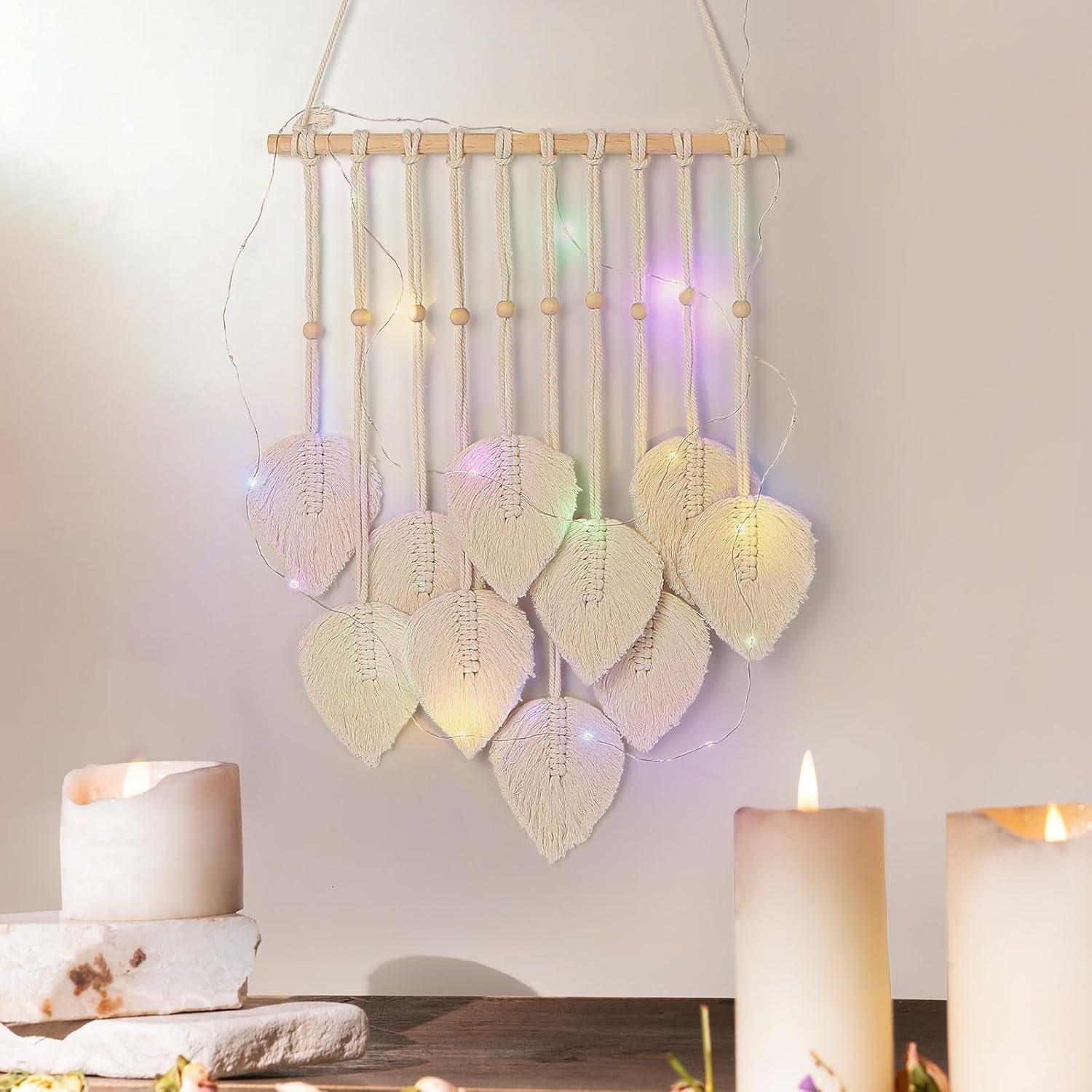 Tapiz quatre hecho a mano guirnalda plana hojas tejidas Hogar - Accesorios y Decoración Naty Shop