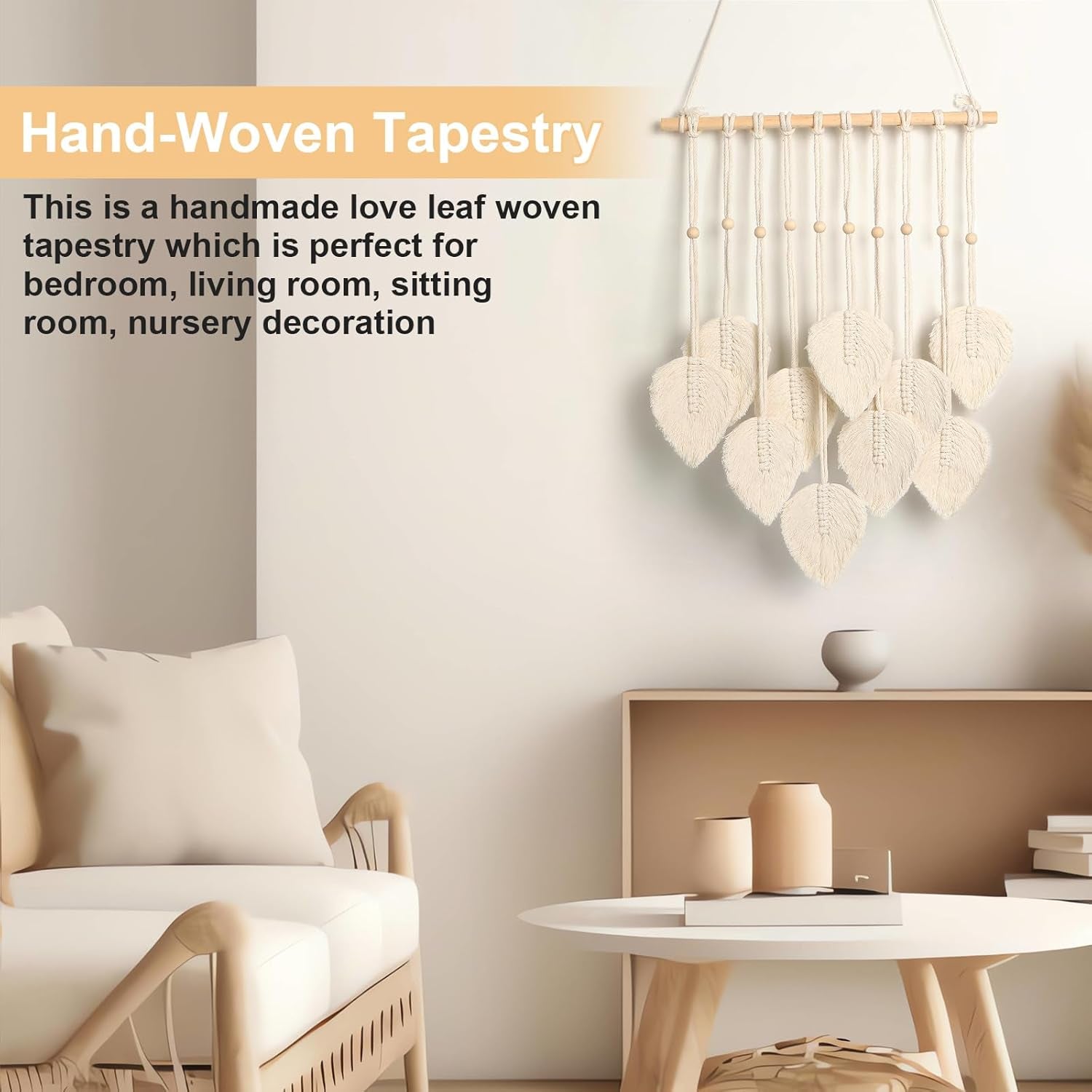 Tapiz quatre hecho a mano guirnalda plana hojas tejidas Hogar - Accesorios y Decoración Naty Shop
