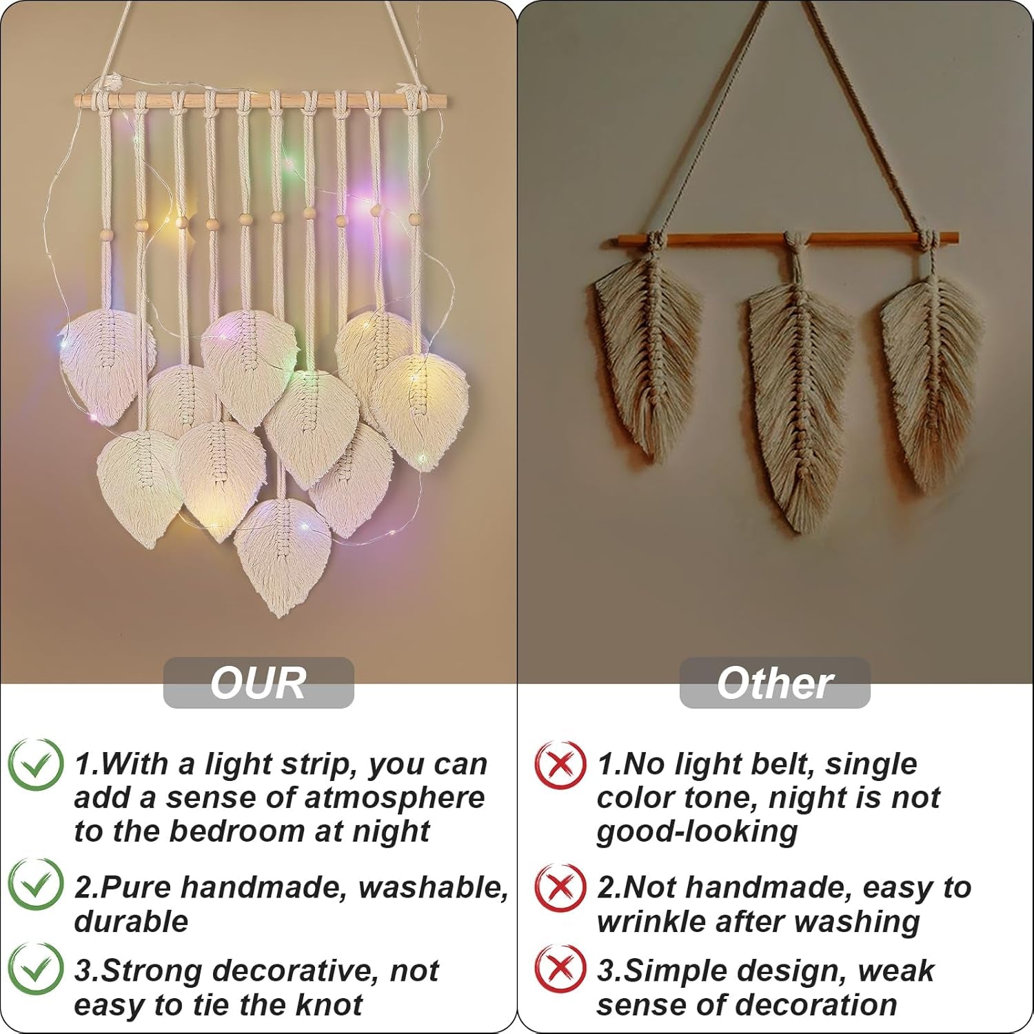 Tapiz quatre hecho a mano guirnalda plana hojas tejidas Hogar - Accesorios y Decoración Naty Shop