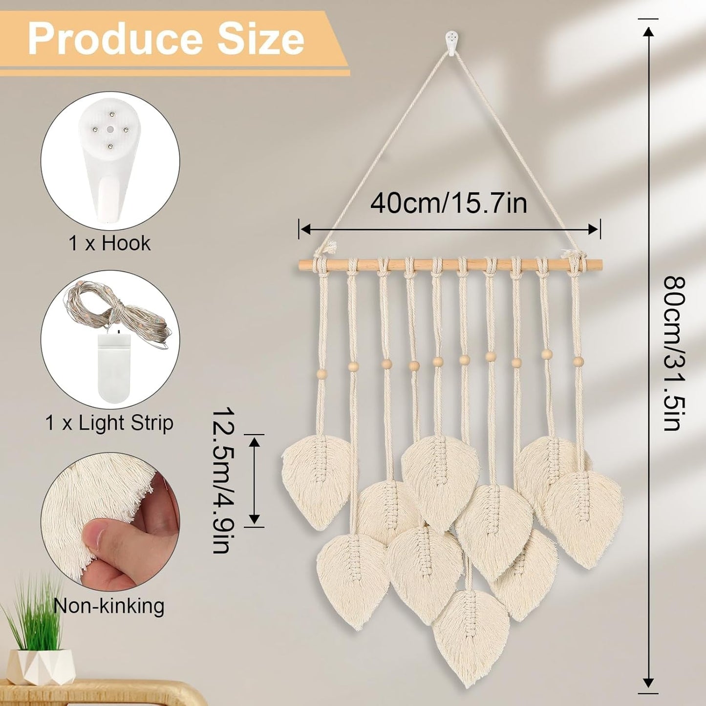 Tapiz quatre hecho a mano guirnalda plana hojas tejidas Hogar - Accesorios y Decoración Naty Shop