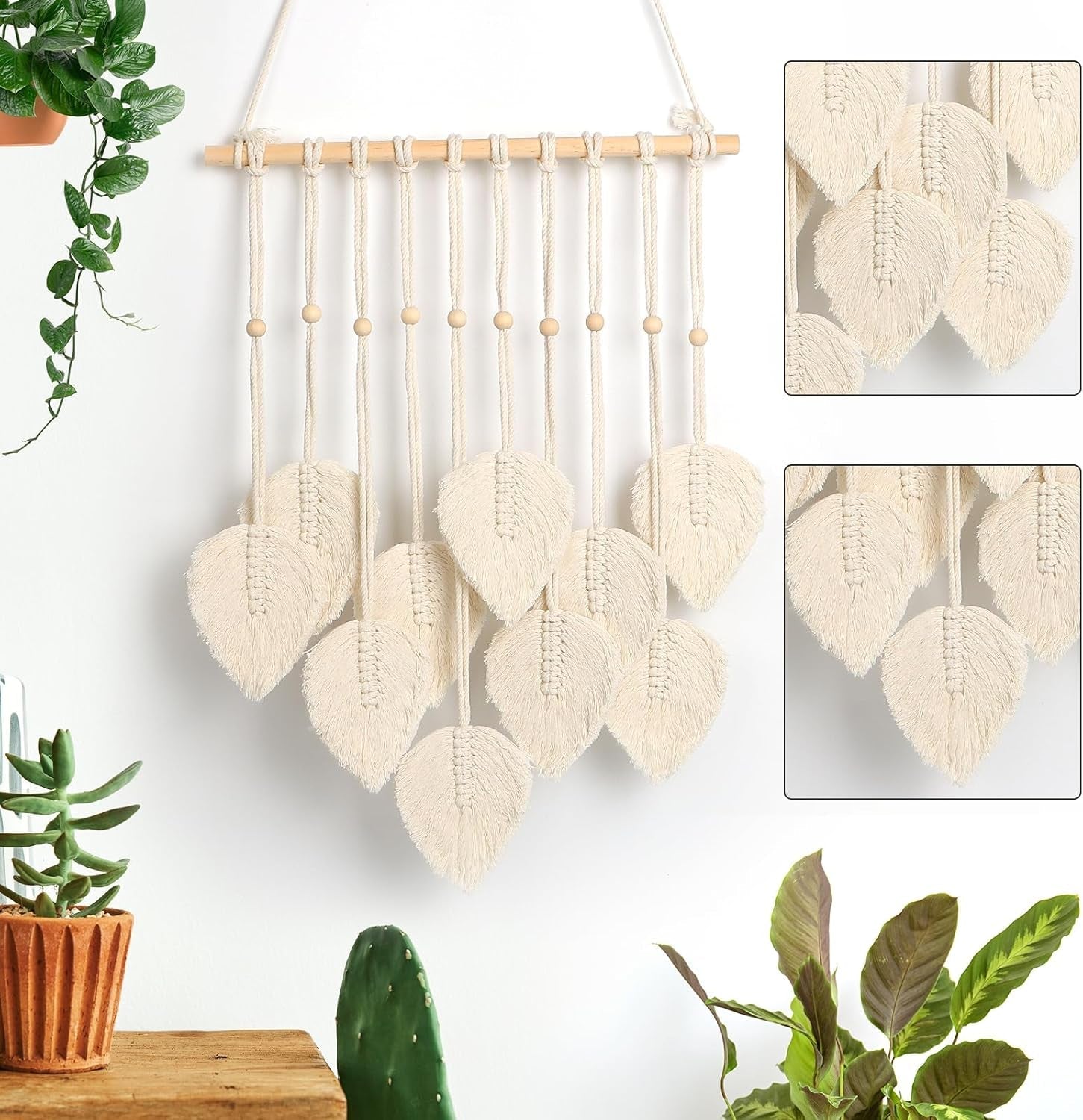 Tapiz quatre hecho a mano guirnalda plana hojas tejidas Hogar - Accesorios y Decoración Naty Shop
