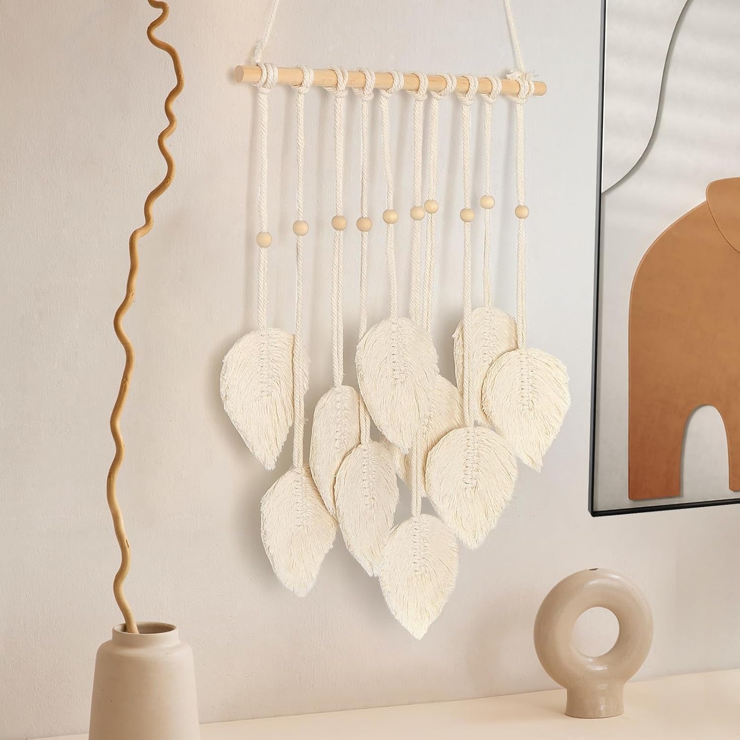 Tapiz quatre hecho a mano guirnalda plana hojas tejidas Hogar - Accesorios y Decoración Naty Shop