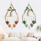 Tapiz estante de madera guirnalda hojas tejidas Hogar - Accesorios y Decoración Naty Shop