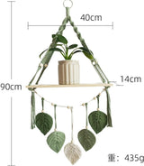 Tapiz estante de madera guirnalda hojas tejidas Hogar - Accesorios y Decoración Naty Shop