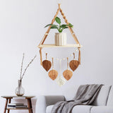 Tapiz estante de madera guirnalda hojas tejidas Hogar - Accesorios y Decoración Naty Shop