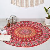 Tapiz redondo pavo real mandala centímetros roundie hippie niña Casa - Accesorios y Decoración Naty Shop Dorado rojo D-48"