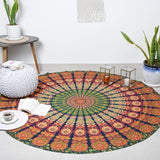 Tapiz redondo pavo real mandala centímetros roundie cara hippie Hogar - Accesorios y Decoración Naty Shop Verde Dorado 182.9L X 182.9B Cm