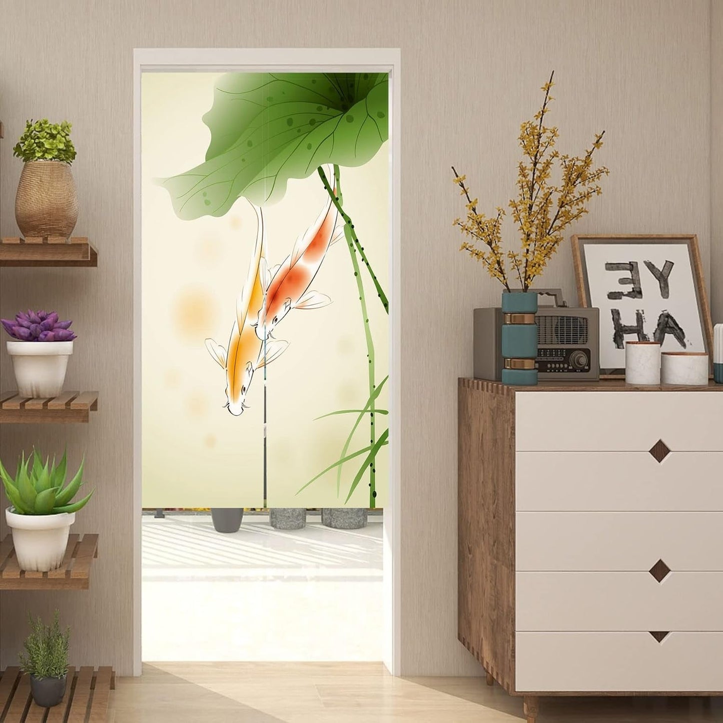 Tapiz estilo japonés, lino noren grueso, Casa larga loto - Accesorios y Decoración Naty Shop