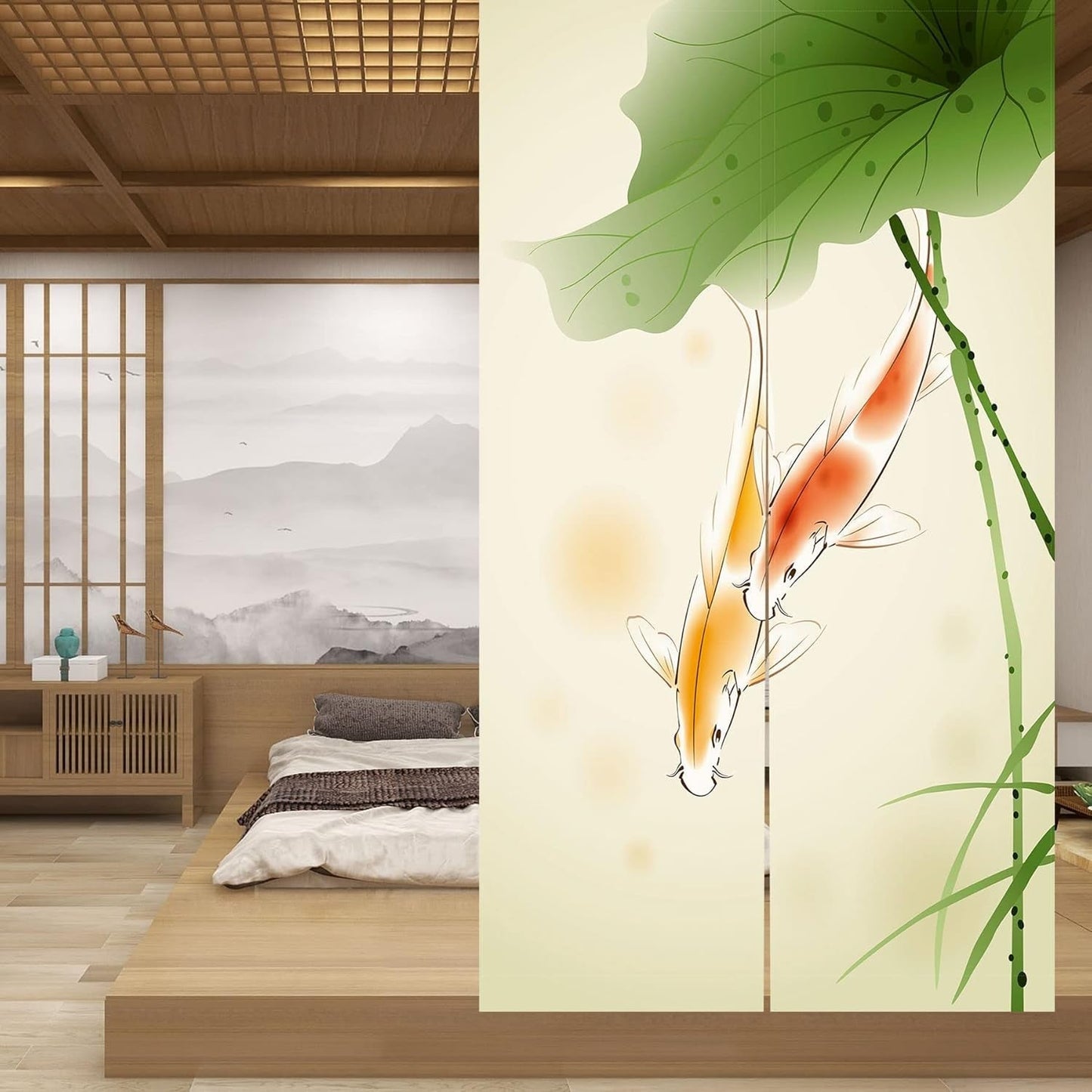 Tapiz estilo japonés, lino noren grueso, Casa larga loto - Accesorios y Decoración Naty Shop