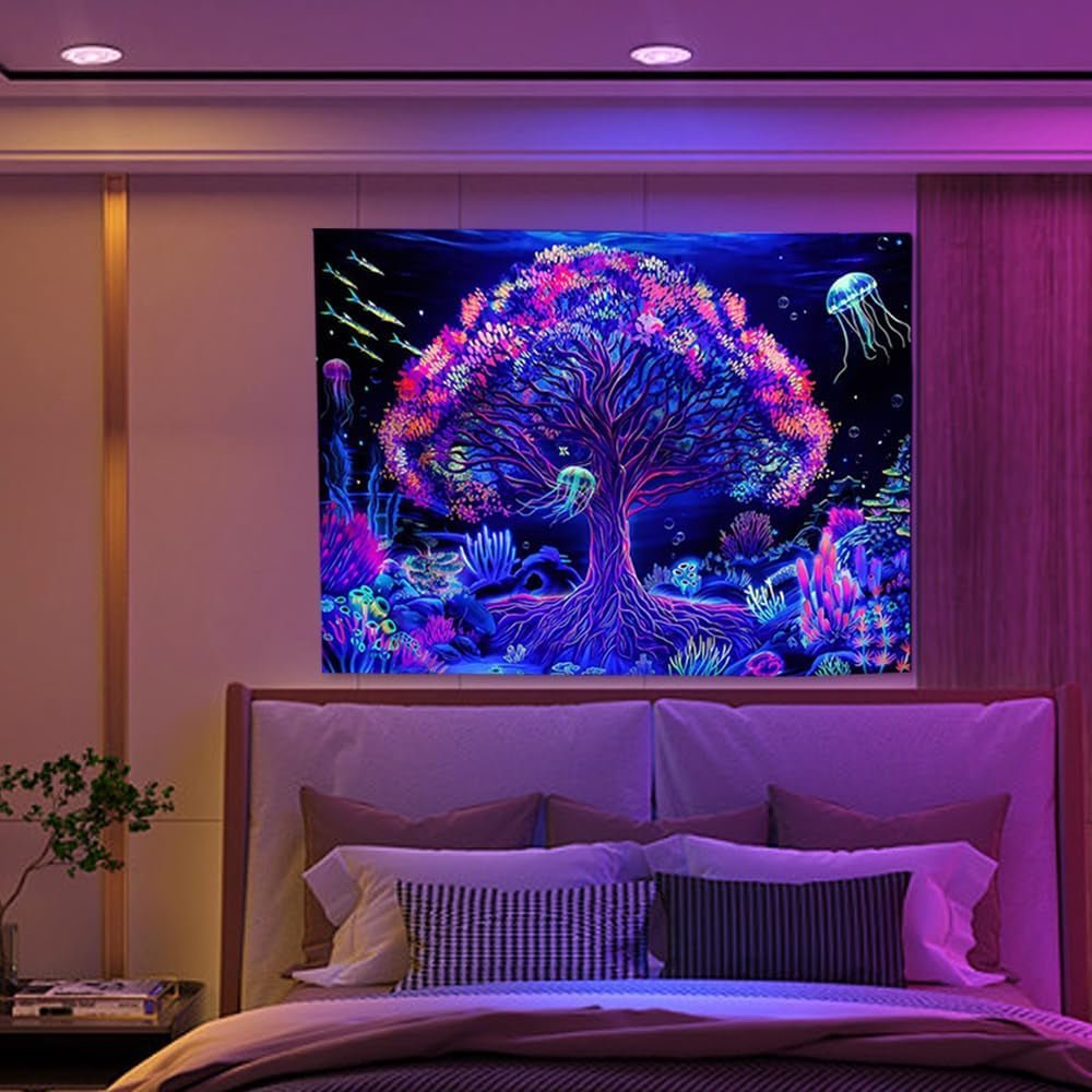 Tapiz suaywo psicodélico árbol fluorescente salón de la vida Hogar - Accesorios y Decoración Naty Shop