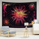 Tapiz sol luna estrella espiritual estético arcoiris algodón Hogar - Accesorios y Decoración Naty Shop Rojo 210L X 140B Cm
