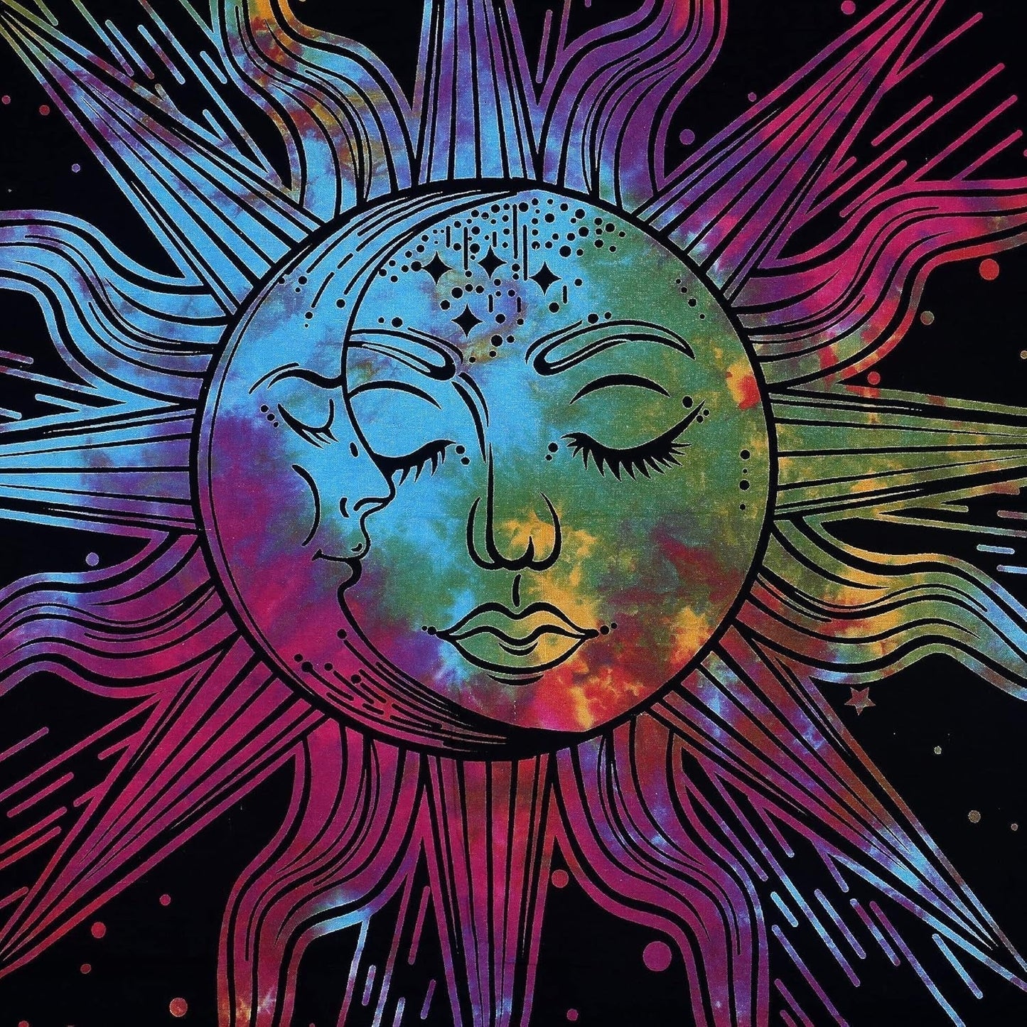 Tapiz sol luna estrella espiritual estético arcoiris algodón Hogar - Accesorios y Decoración Naty Shop