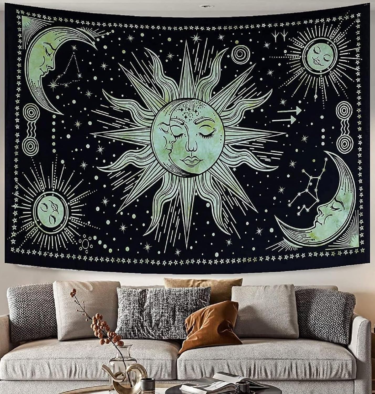 Tapiz sol luna estrella espiritual estético arcoiris algodón Hogar - Accesorios y Decoración Naty Shop Saludos 210L X 140B Cm