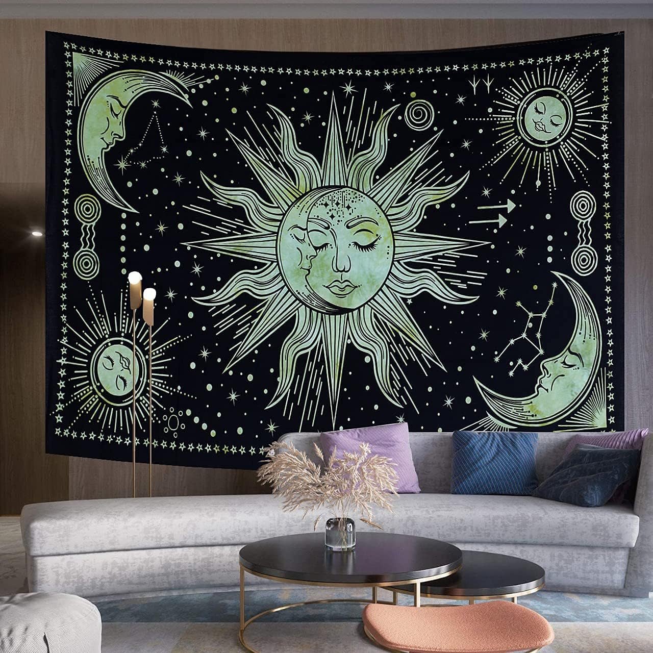 Tapiz sol luna estrella espiritual estético arco iris algodón Hogar - Accesorios y Decoración Naty Shop Saludos 150L X 137B Cm