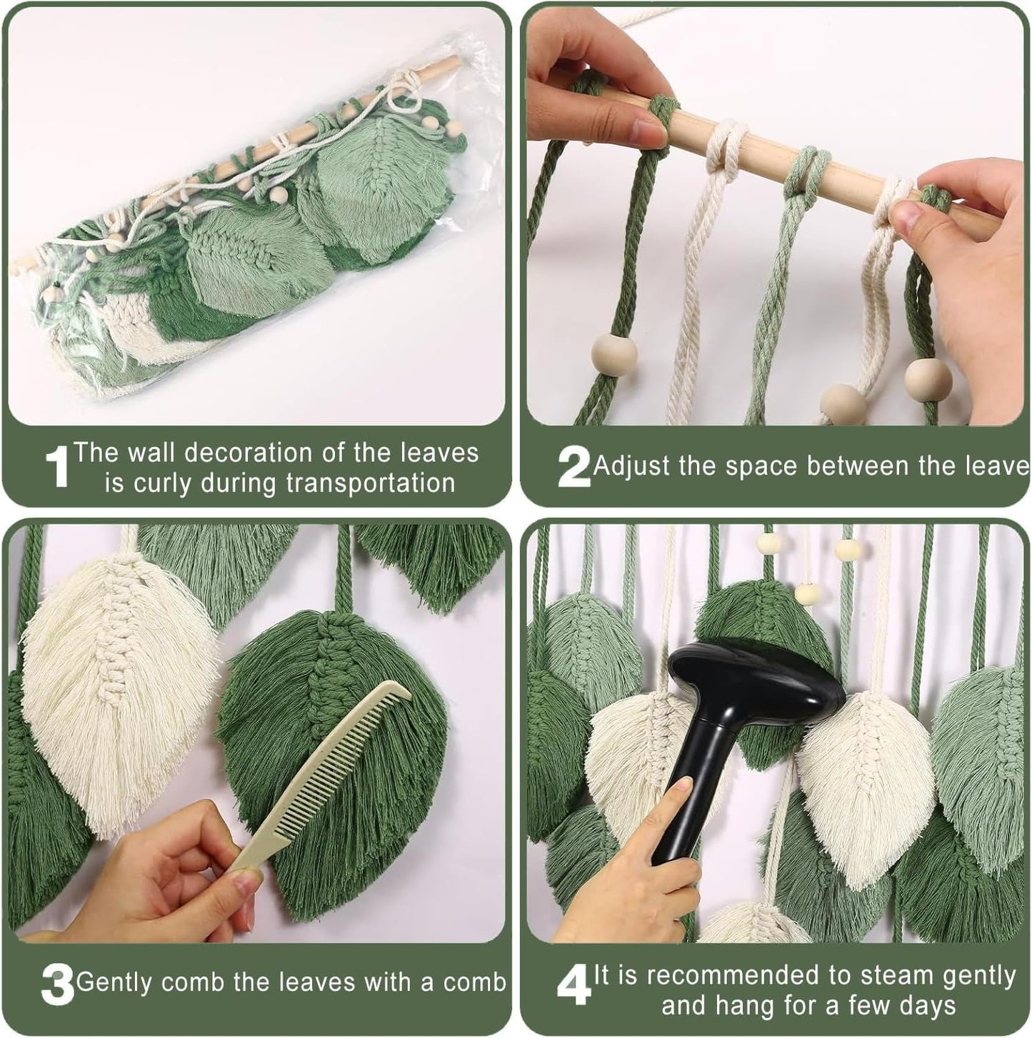 Tapiz colgante decoración hojas tejidas Hogar - Accesorios y Decoración Naty Shop