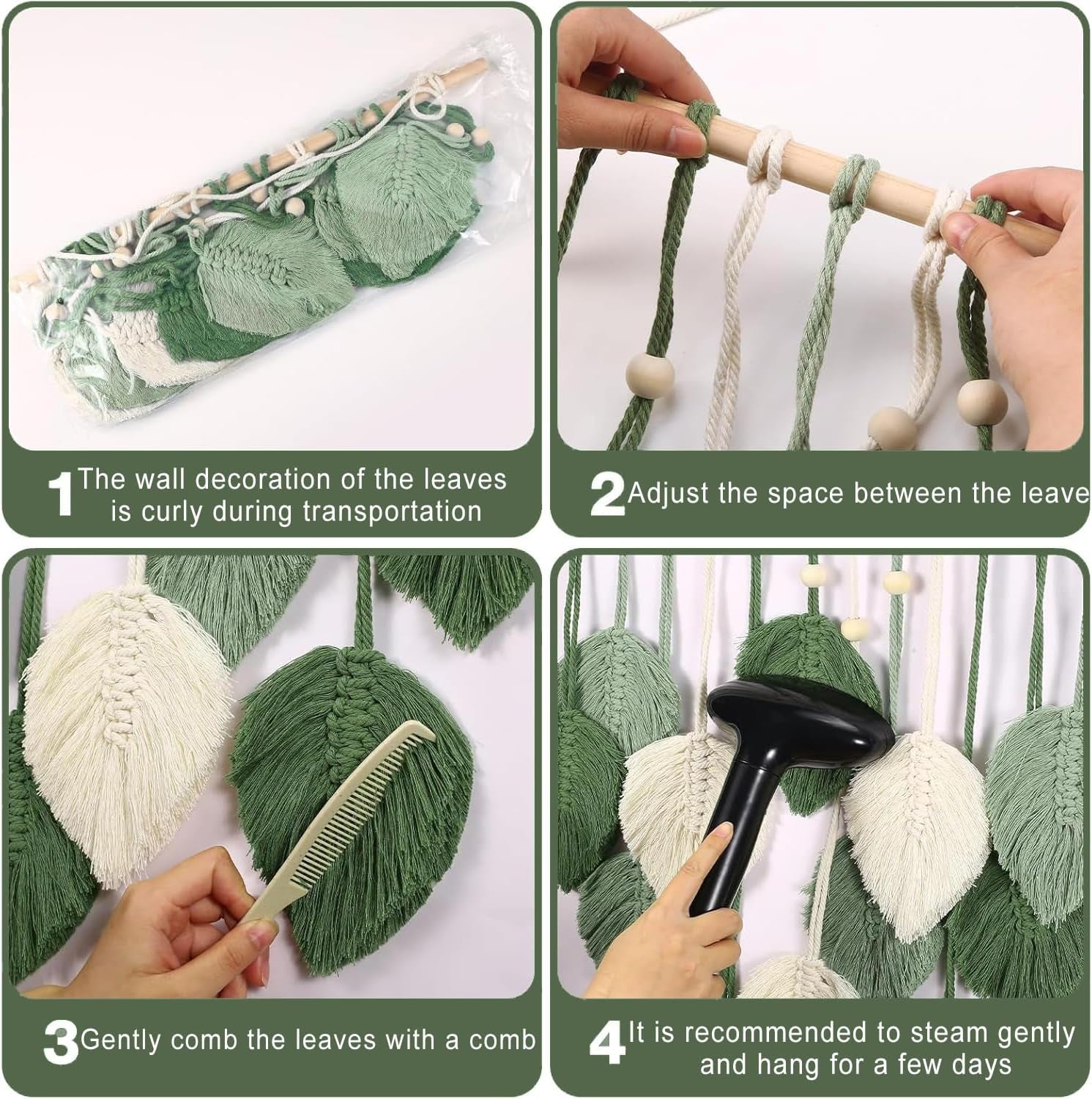 Tapiz colgante decoración hojas tejidas Hogar - Accesorios y Decoración Naty Shop