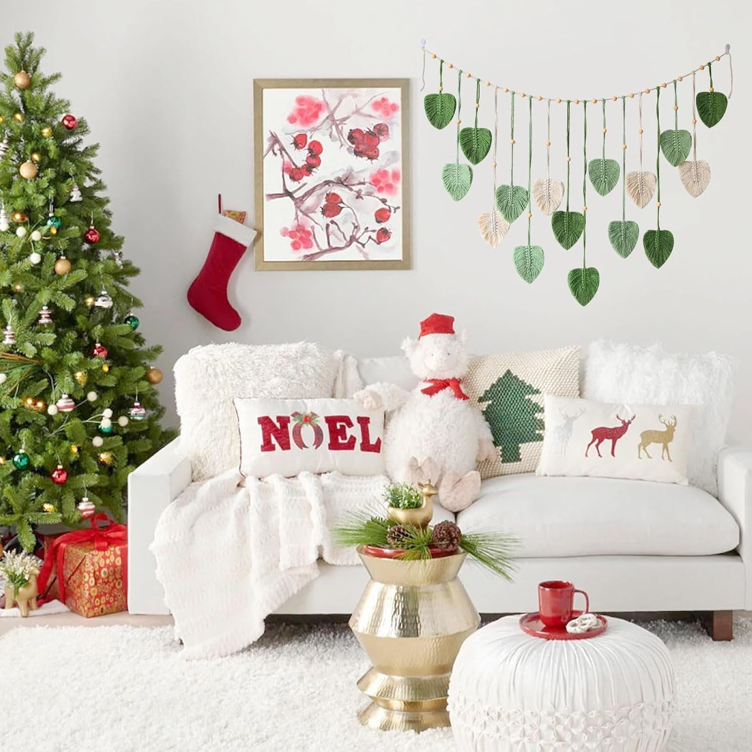 Tapiz colgante decoración hojas tejidas Hogar - Accesorios y Decoración Naty Shop