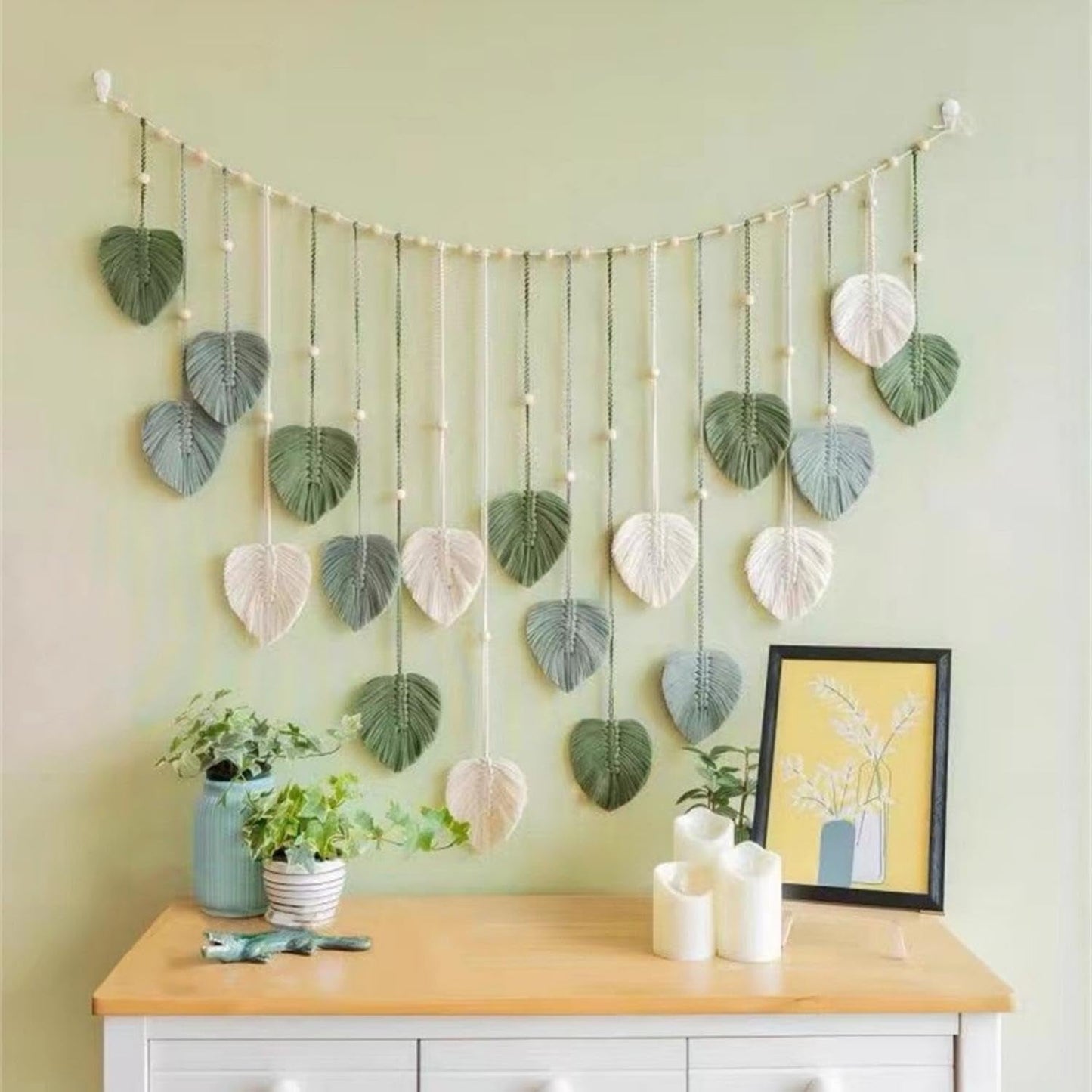 Tapiz colgante decoración hojas tejidas Hogar - Accesorios y Decoración Naty Shop