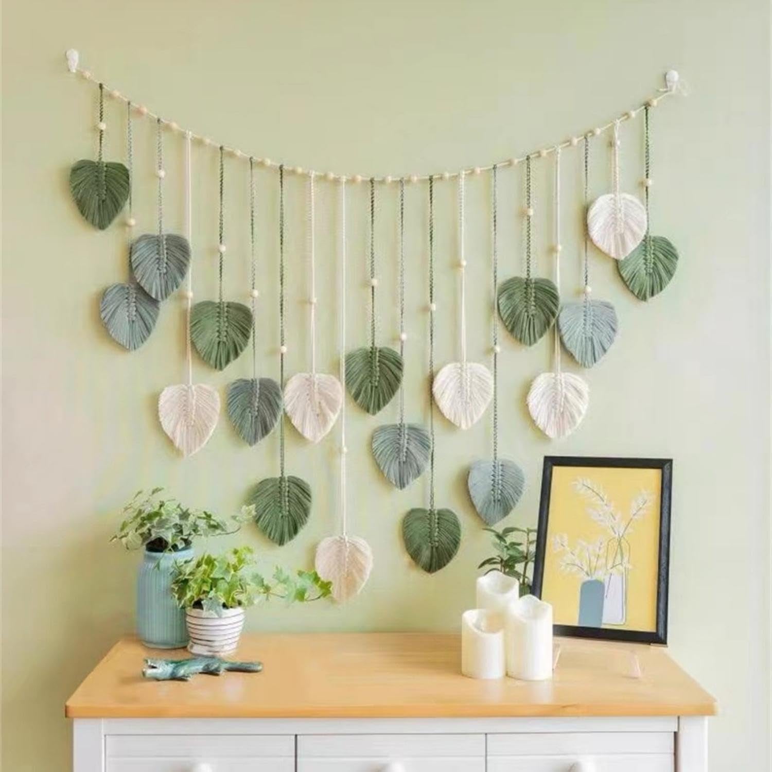 Tapiz colgante decoración hojas tejidas Hogar - Accesorios y Decoración Naty Shop