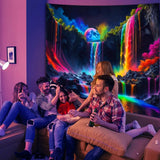 Tapiz tapiz planetario cascada fantasía luz negra Hogar - Accesorios y Decoración Naty Shop