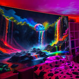 Tapiz Tapiz Planetario Cascada Fantasía Luz Negra Hogar - Accesorios y Decoración Naty Shop 300L X 180B Cm