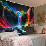 Tapiz tapiz planetario cascada fantasía luz negra Hogar - Accesorios y Decoración Naty Shop