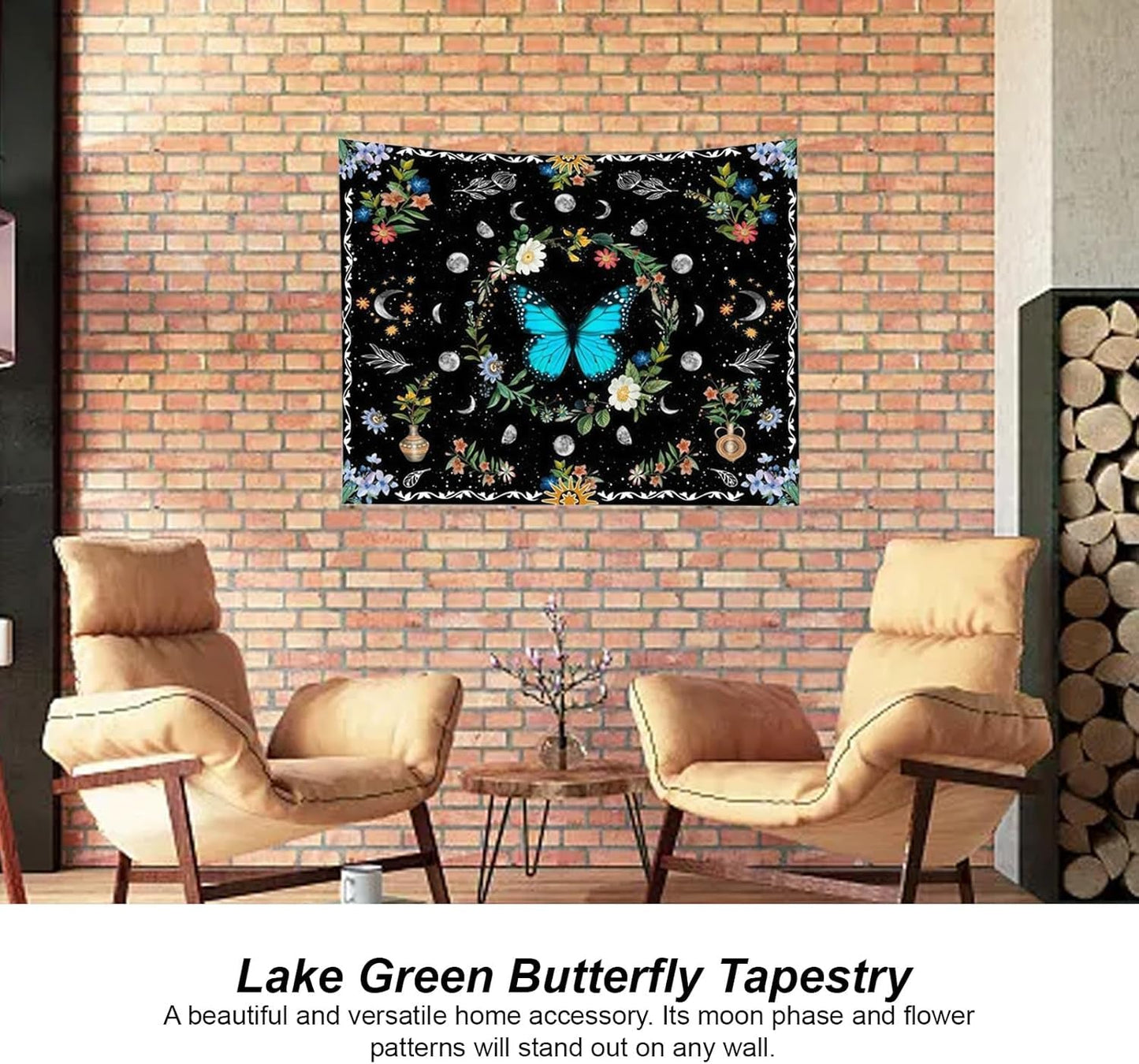 Tapiz tapiz mariposas verdes tela cepillada Hogar - Accesorios y Decoración Naty Shop